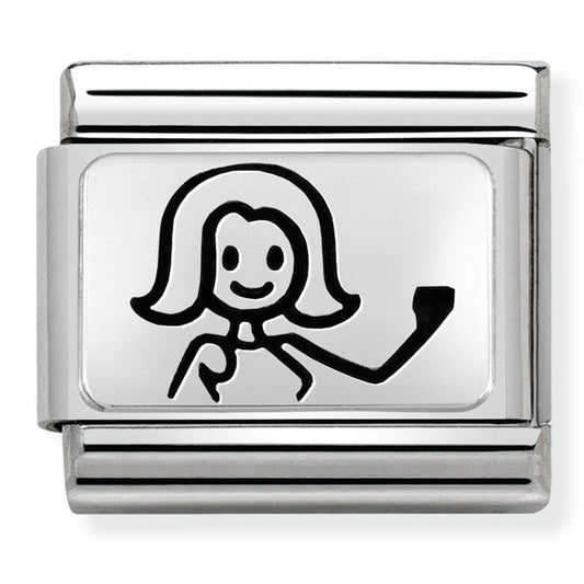 Nom-330109 46 Comp Classic Oxidised Plates 2 St/Steel & Silver 925 (Mum Stick Figure)