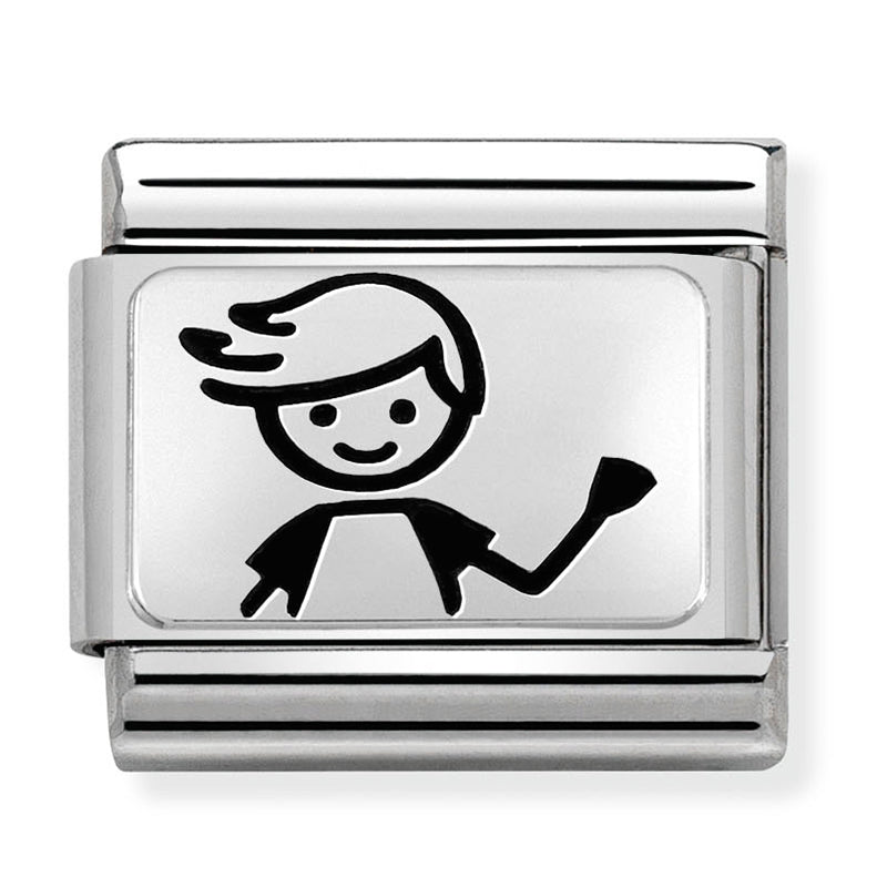 Nom-330109 48 Comp Classic Oxidised Plates 2 St/Steel & Silver 925 (Boy Stick Figure)