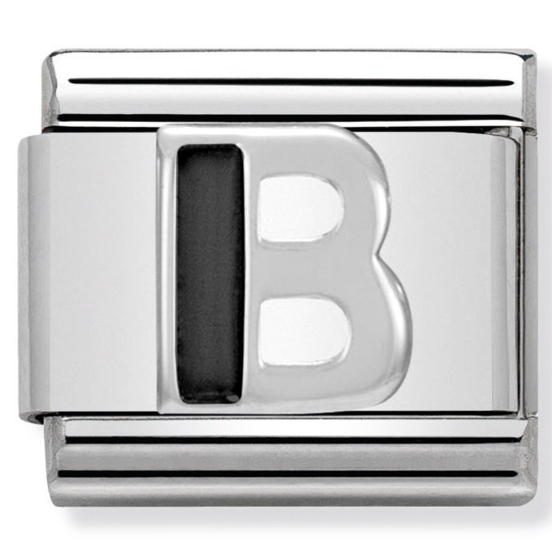 Nom-330201 02 Comp Classic Black Alphabet St/Steel, Enamel & Silver 925 (Letter B)