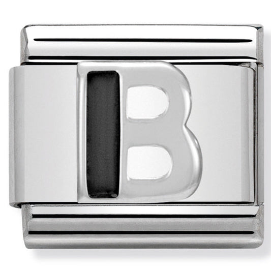 Nom-330201 02 Comp Classic Black Alphabet St/Steel, Enamel & Silver 925 (Letter B)