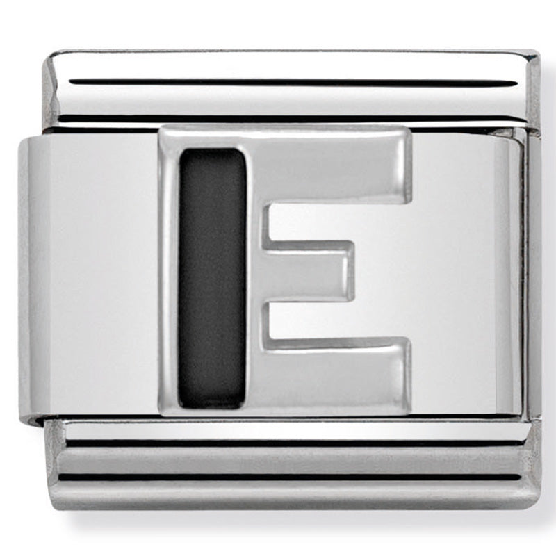 Nom-330201 05 Comp Classic Black Alphabet St/Steel, Enamel & Silver 925 (Letter E)