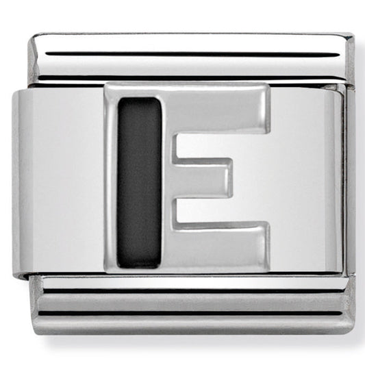 Nom-330201 05 Comp Classic Black Alphabet St/Steel, Enamel & Silver 925 (Letter E)