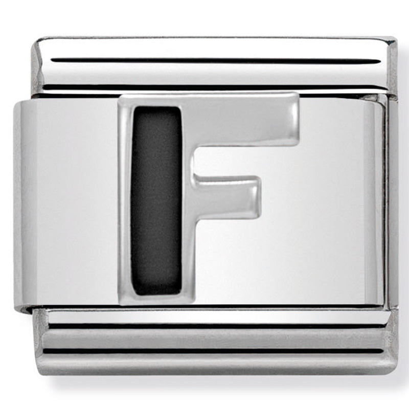 Nom-330201 06 Comp Classic Black Alphabet St/Steel, Enamel & Silver 925 (Letter F)