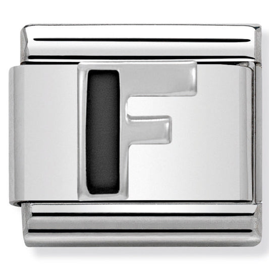 Nom-330201 06 Comp Classic Black Alphabet St/Steel, Enamel & Silver 925 (Letter F)