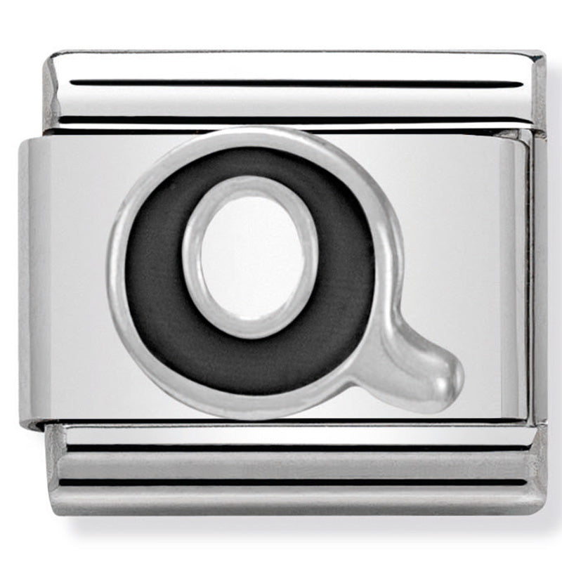 Nom-330201 17 Comp Classic Black Alphabet St/Steel, Enamel & Silver 925 (Letter Q)