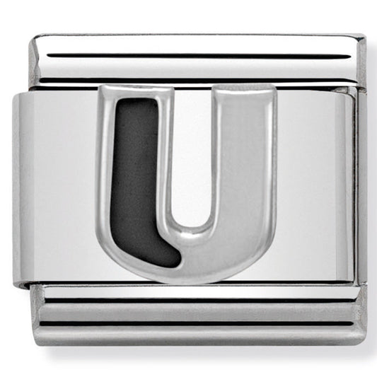 Nom-330201 21 Comp Classic Black Alphabet St/Steel, Enamel & Silver 925