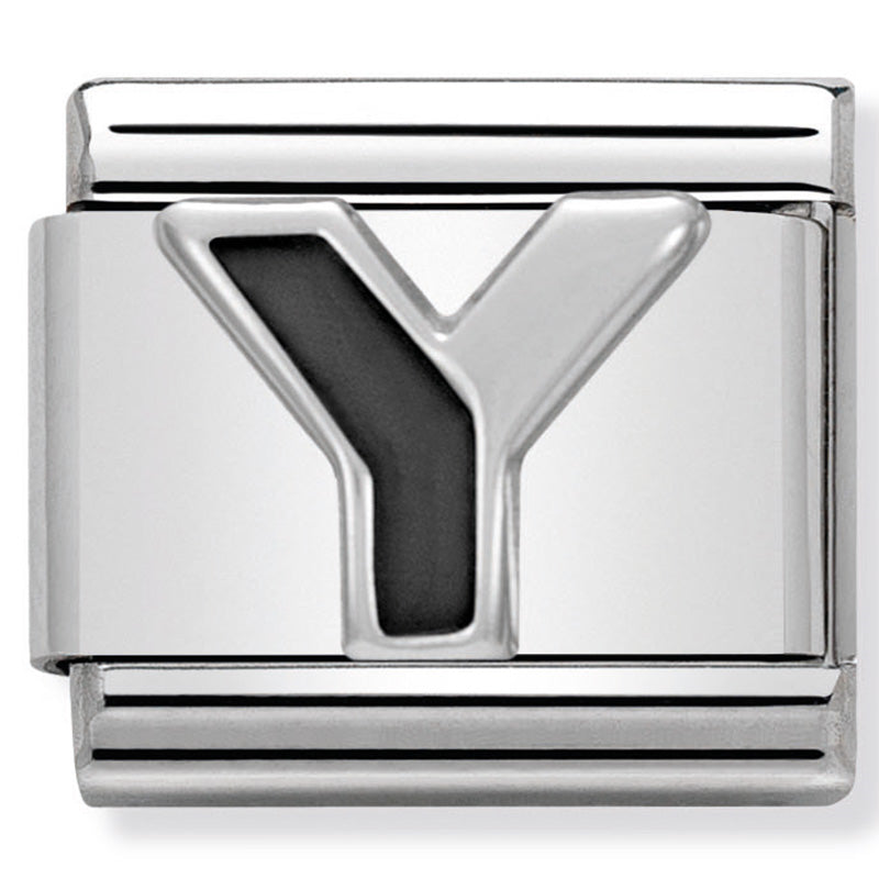Nom-330201 25 Comp Classic Black Alphabet St/Steel, Enamel & Silver 925 (Letter Y)