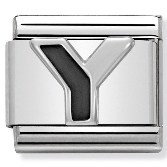 Nom-330201 25 Comp Classic Black Alphabet St/Steel, Enamel & Silver 925 (Letter Y)