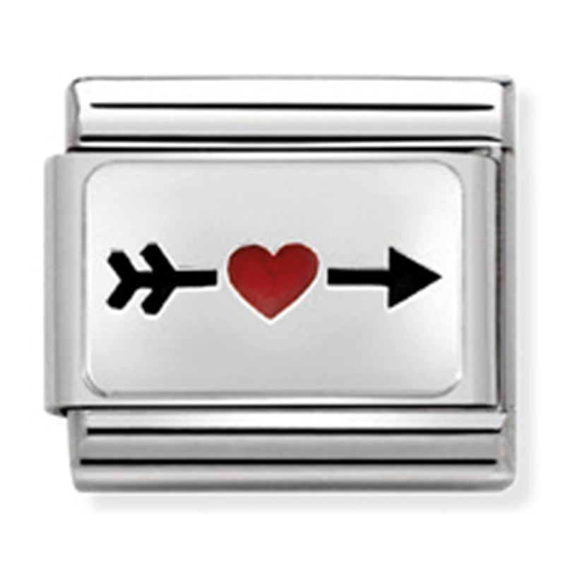 Nom-330208 40 Comp Classic Oxidised Plates St/Steel, Enamel & Silver 925 (Arrow Through Heart)