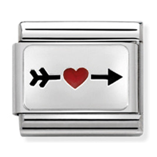 Nom-330208 40 Comp Classic Oxidised Plates St/Steel, Enamel & Silver 925 (Arrow Through Heart)