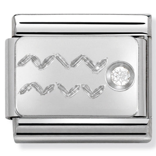 Nom-330302 11 Comp Classic Zodiac St/Steel, Cz & Silver 925 (Aquarius)