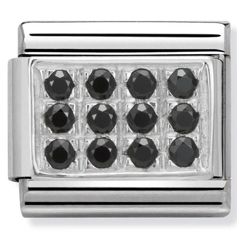 Nom-330307 10 Comp Classic Pave St/Steel, Cz & Silver 925 (Black Cz)