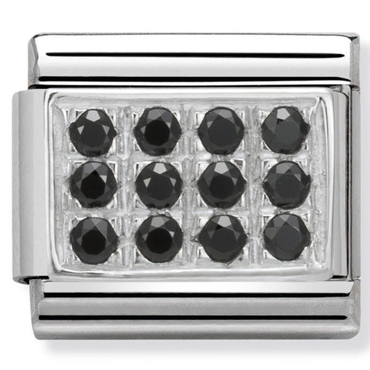 Nom-330307 10 Comp Classic Pave St/Steel, Cz & Silver 925 (Black Cz)