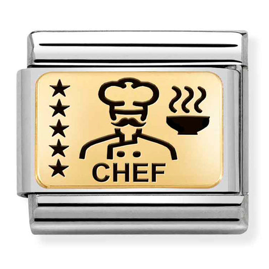 Nom-030166 28 Comp Classic Plates (Ic) In Steel And 18K Gold Chef