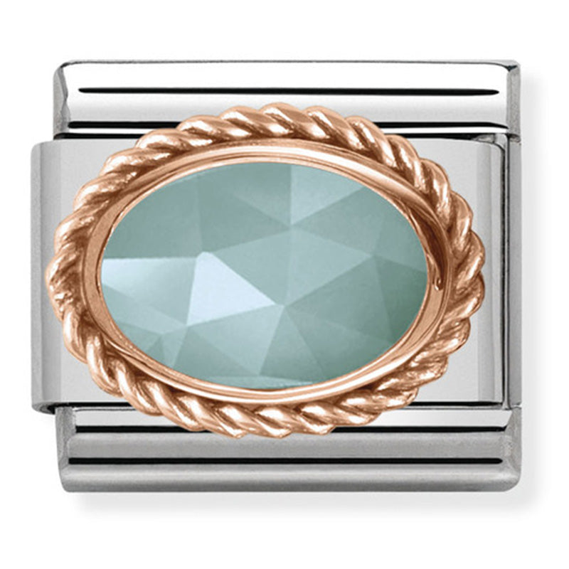 Nom-430507 32- Comp Classic Rich Setting Stone St/Steel & 9Ct Rose Gold (Faceted Amazonite)