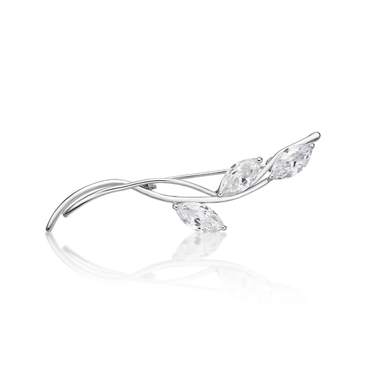 Sterling Silver Marquise Cubic Zirconia Brooch