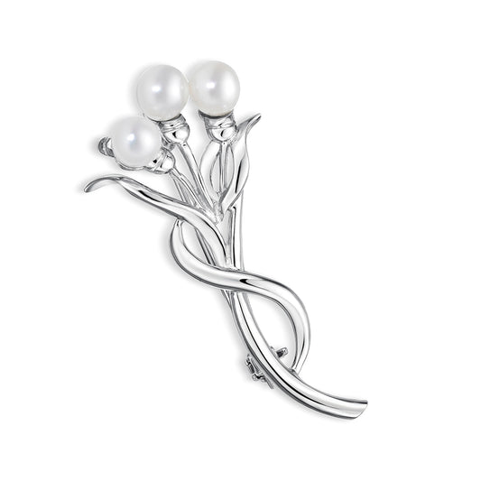 Sterling silver brooch with 3 fresh water pearl