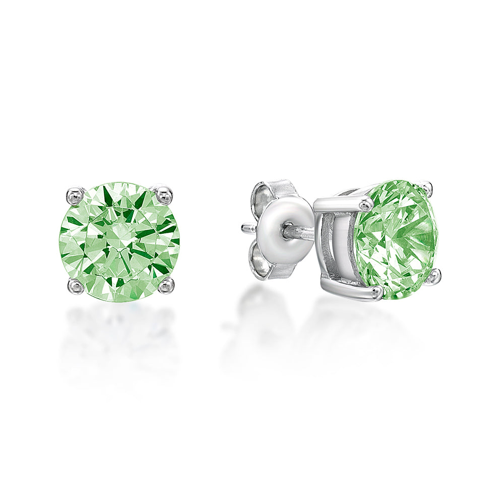 STERLING SILVER LIGHT GREEN CZ STUDS