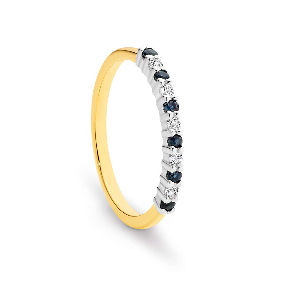 9CT TWO TONE GOLD WITH SAPPHIRE AND DIAMOND